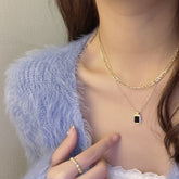 Arzonai Korean simple temperament Hepburn necklace simple black double layered necklace net red new clavicle chain for women and Girls